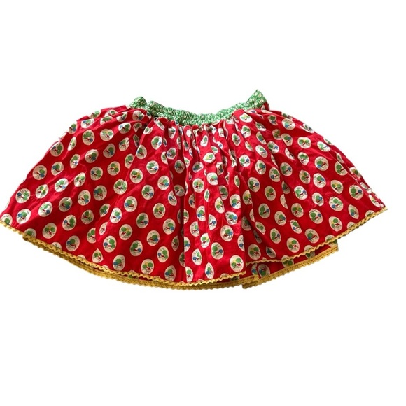 Little Bird Red Skirt with Green and White Pattern - Picture 2 of 6